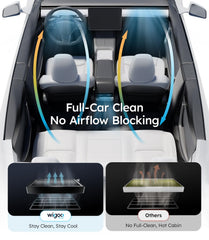 Wigoo filter installed at Tesla cabin intake preserving airflow to cabin