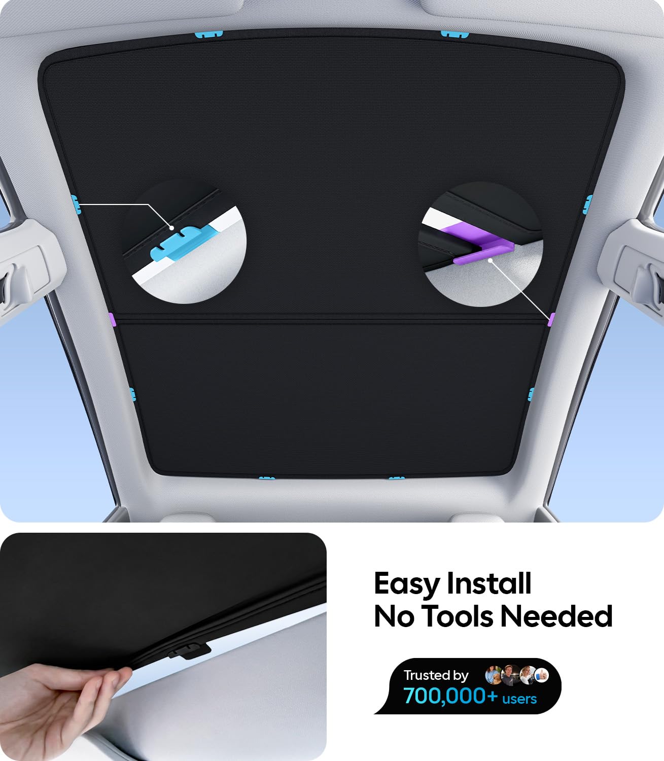 Wigoo rear sunshade installed interior view showing cooler passenger environment