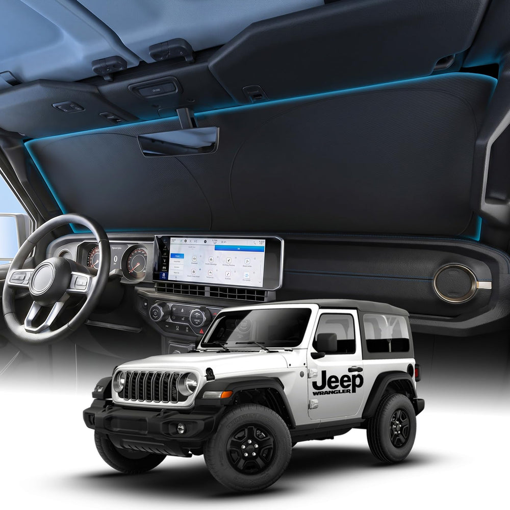 Wigoo front view on Jeep Wrangler windshield shows full coverage and cooling benefit
