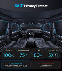 Wigoo side window shade close-up demonstrating precise Pacifica fit