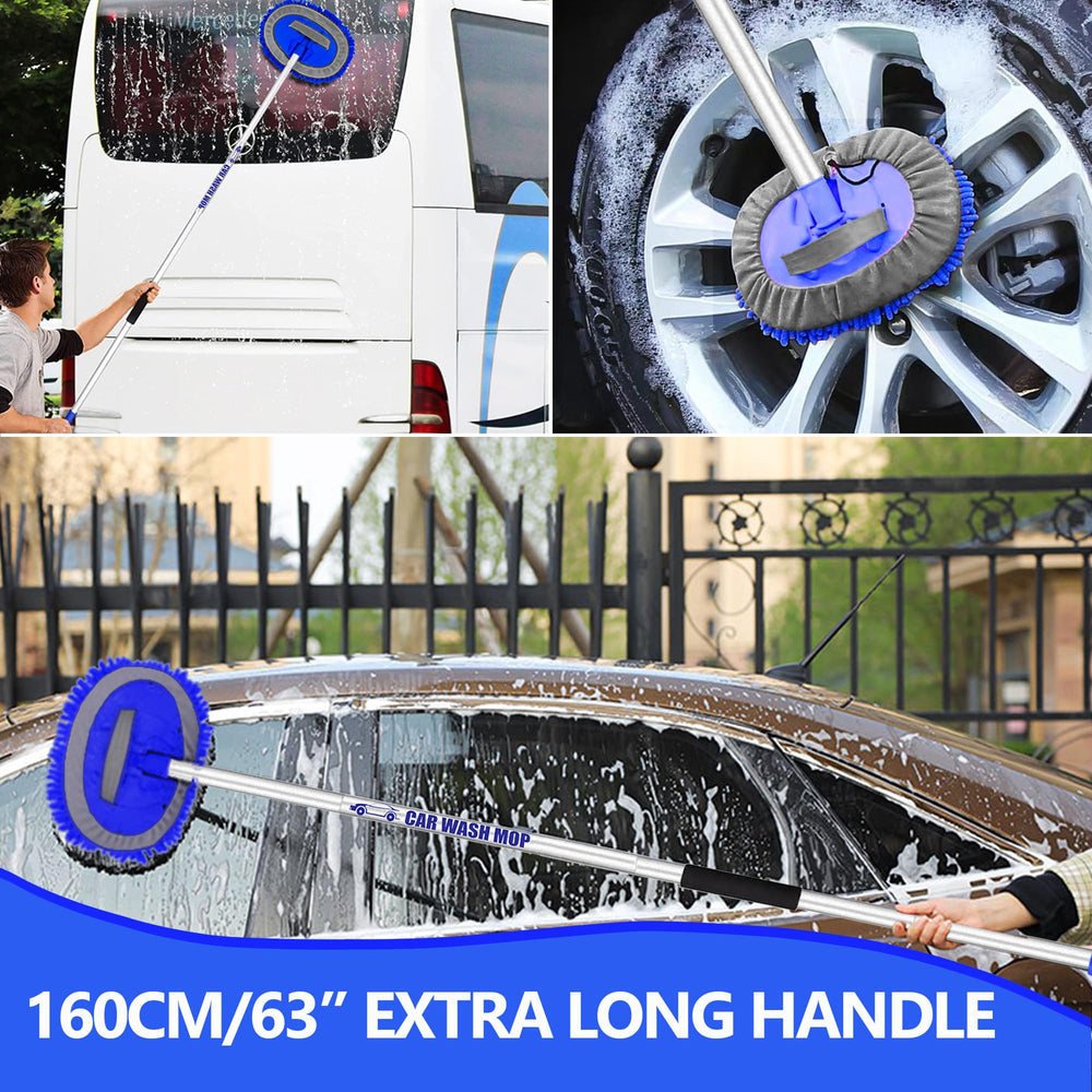 WillingHeart brush extended cleaning an SUV roof demonstrating safe, ladder-free reach