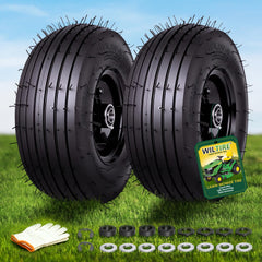 Wiltire front view of assembled 11x4.00-5 wheel showing complete kit benefit
