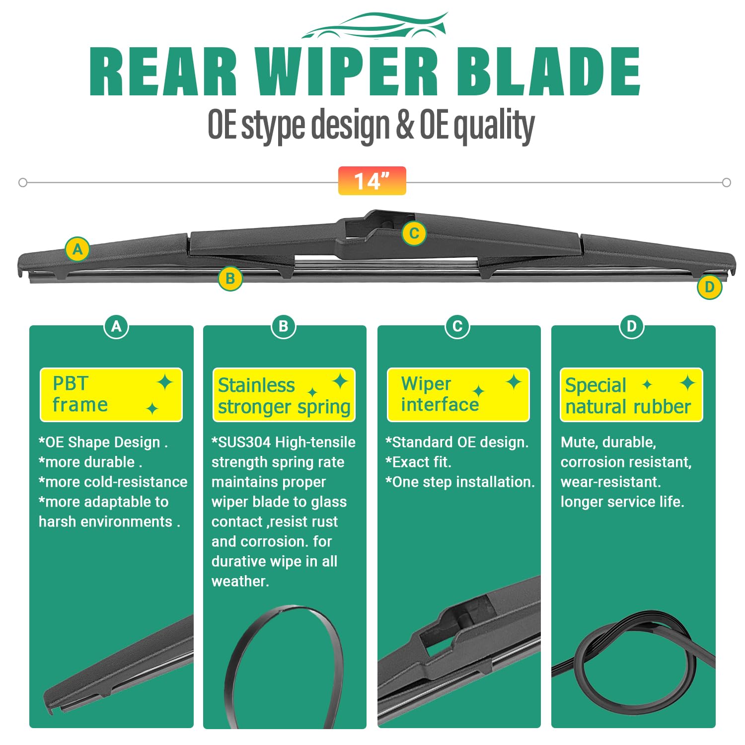 WINDSMILE 14-inch rear blade beside ruler showing correct scale fit