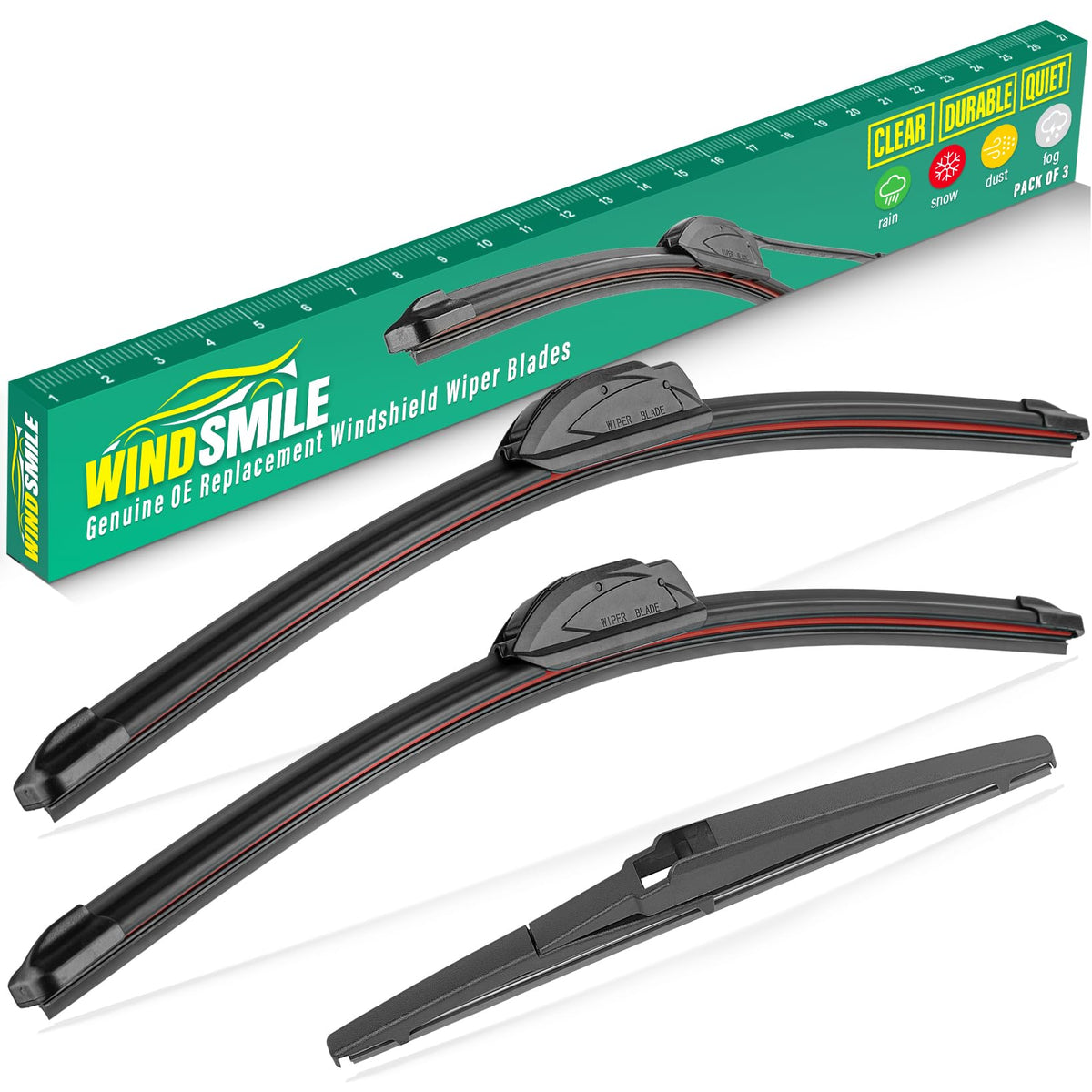 WINDSMILE front packaging showing full wiper set and fit benefits