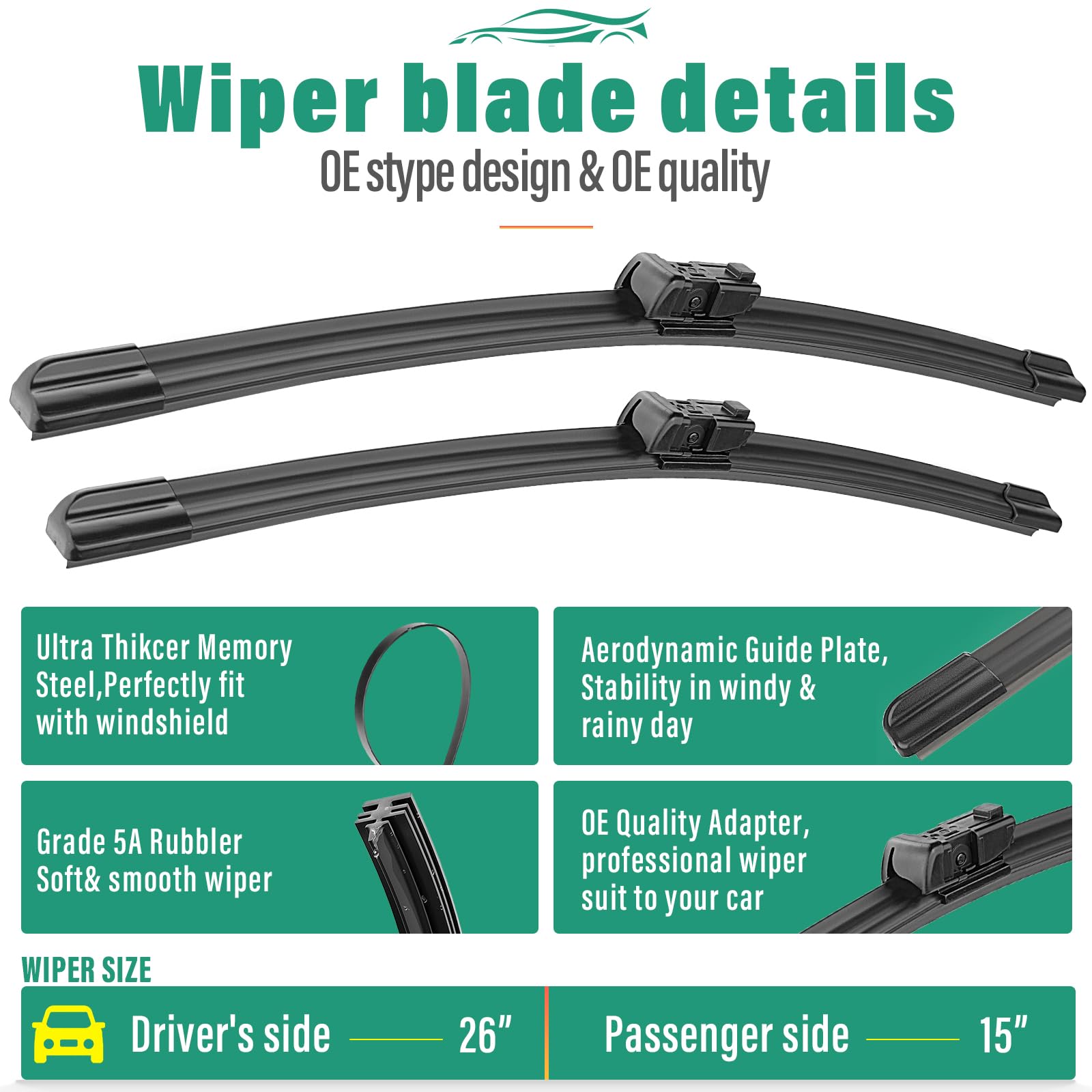 WINDSMILE blades mounted on Ford Fiesta windshield improving driver visibility