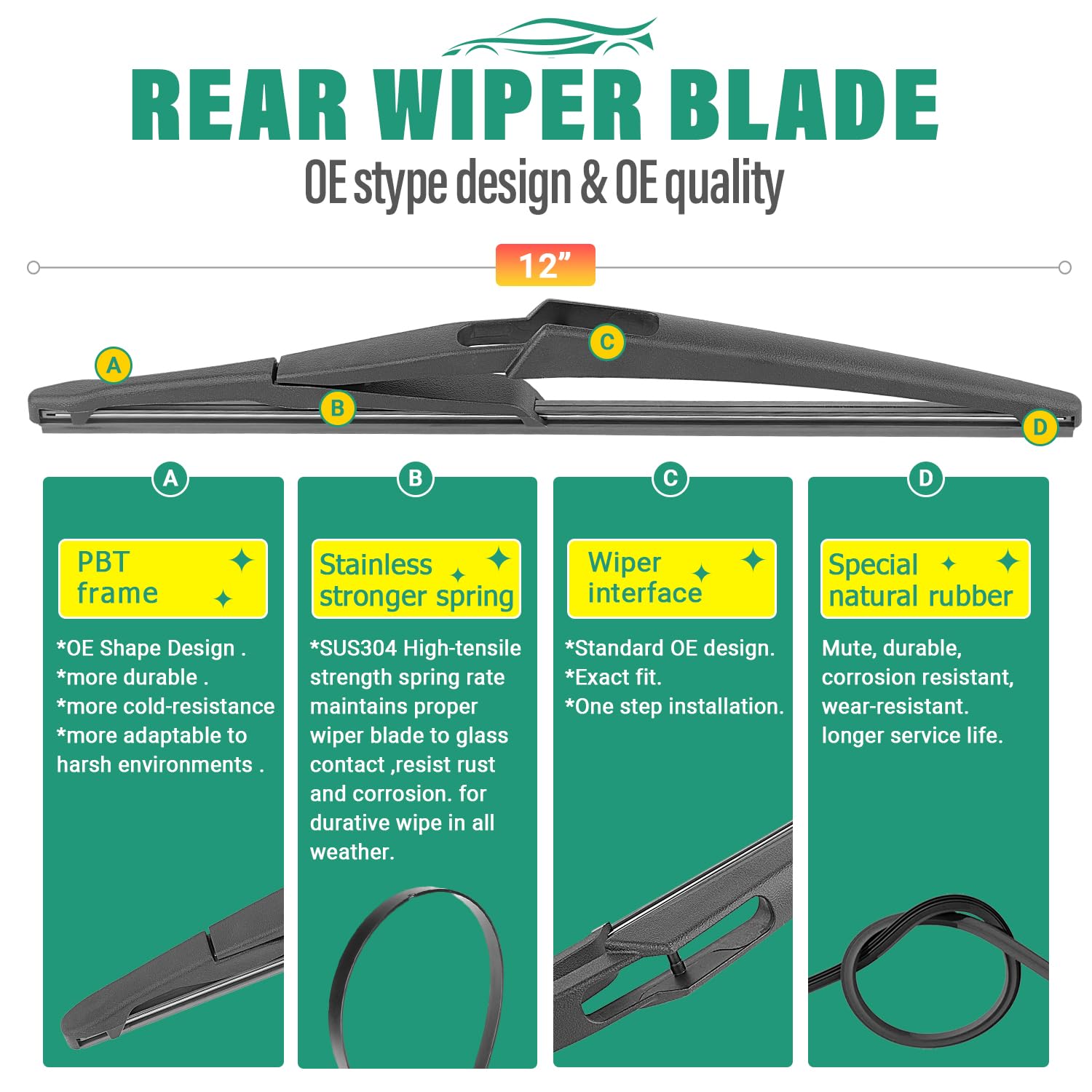 WINDSMILE blade installed on Nissan Rogue windshield improving wet-weather visibility
