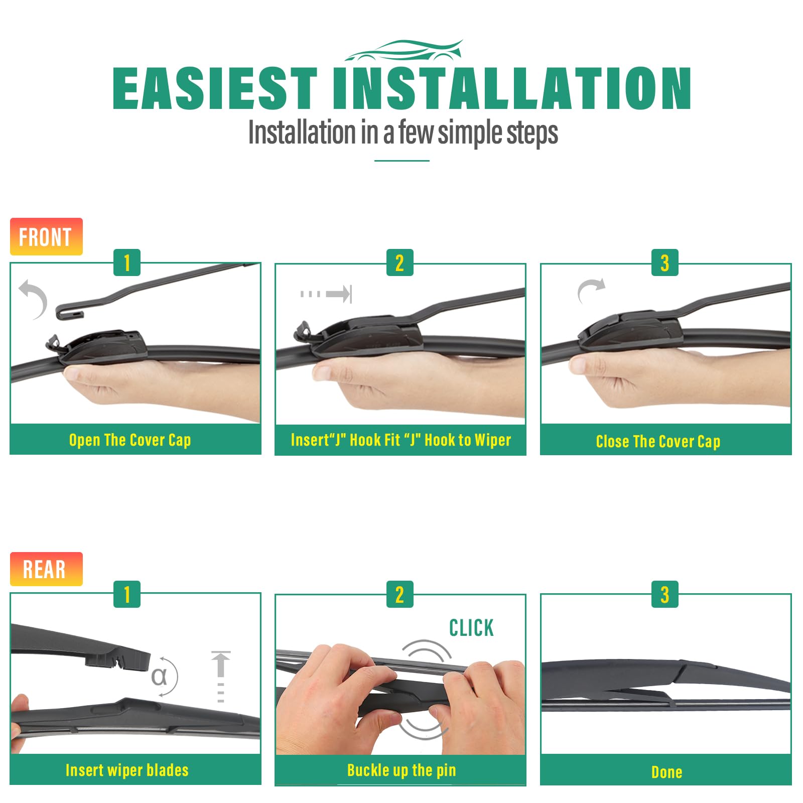 WINDSMILE blades in rainy driving scene enhancing driver visibility and safety