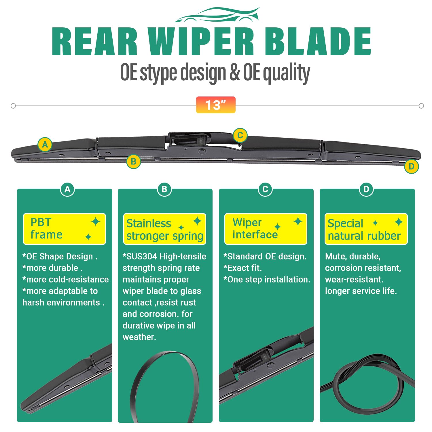 WINDSMILE 16-inch front passenger blade fitted reducing wind noise