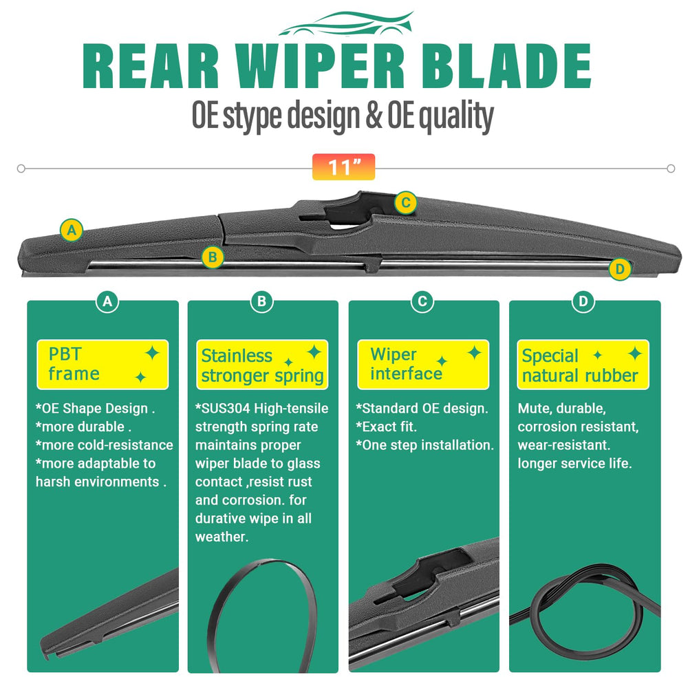 WINDSMILE 11-inch rear blade close-up proving compact rear fitment