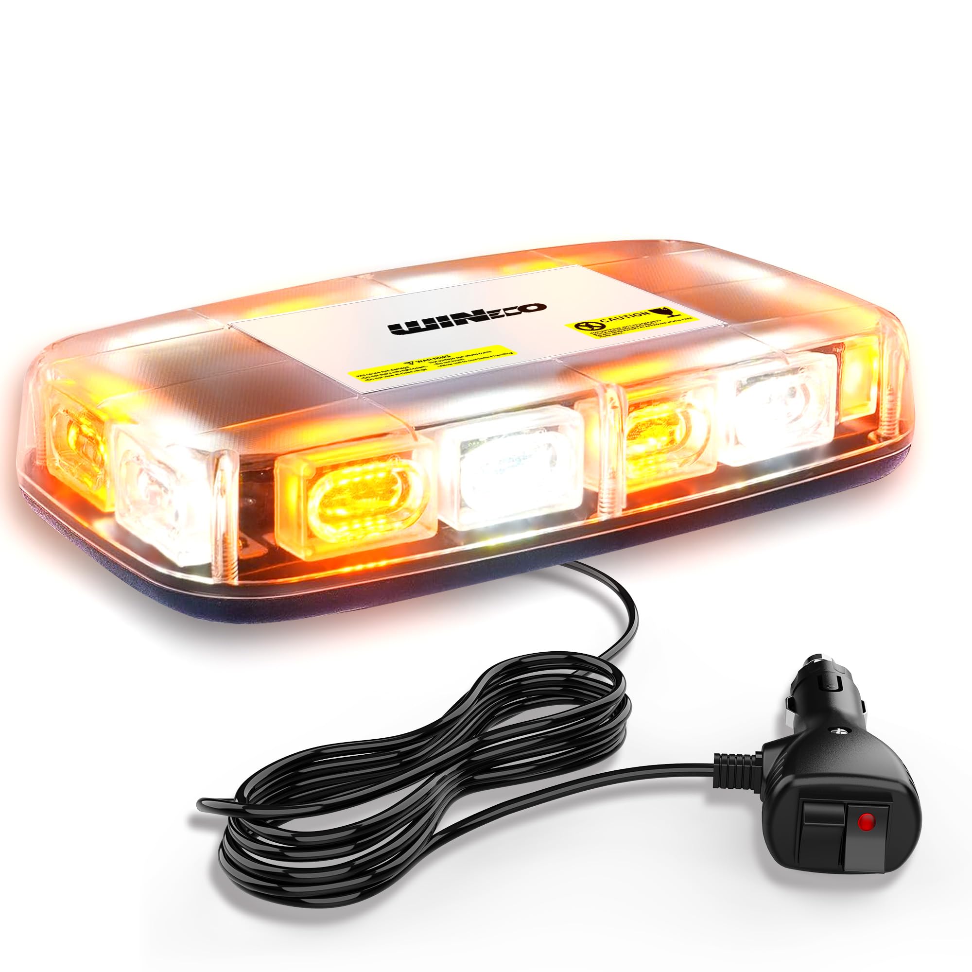 WINECO front view of light bar showing amber white LEDs and high visibility