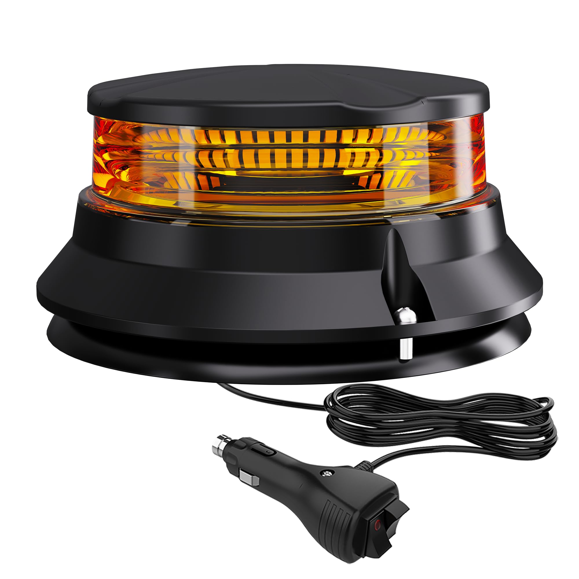 WINECO front view amber strobe beacon showing bright lens and visibility