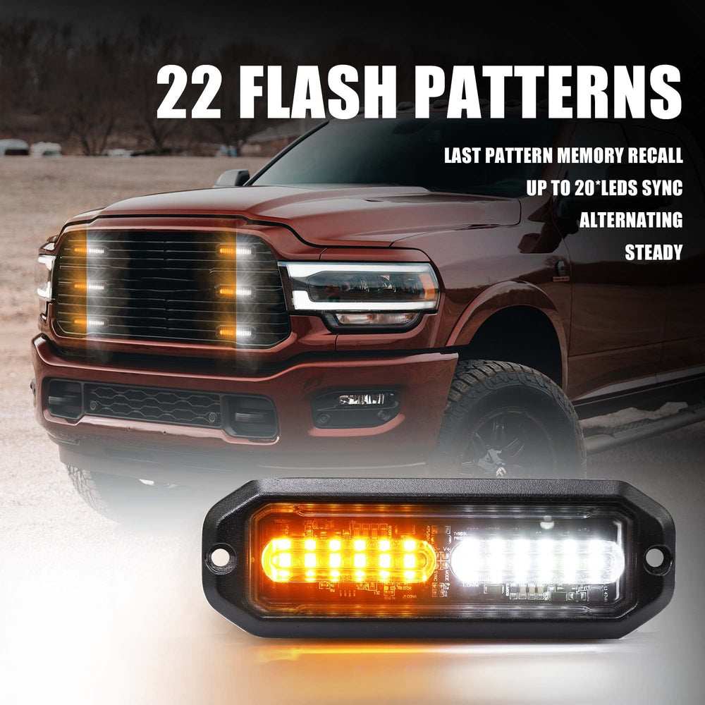 WINECO strobe lights mounted on truck bumper demonstrating roadside visibility