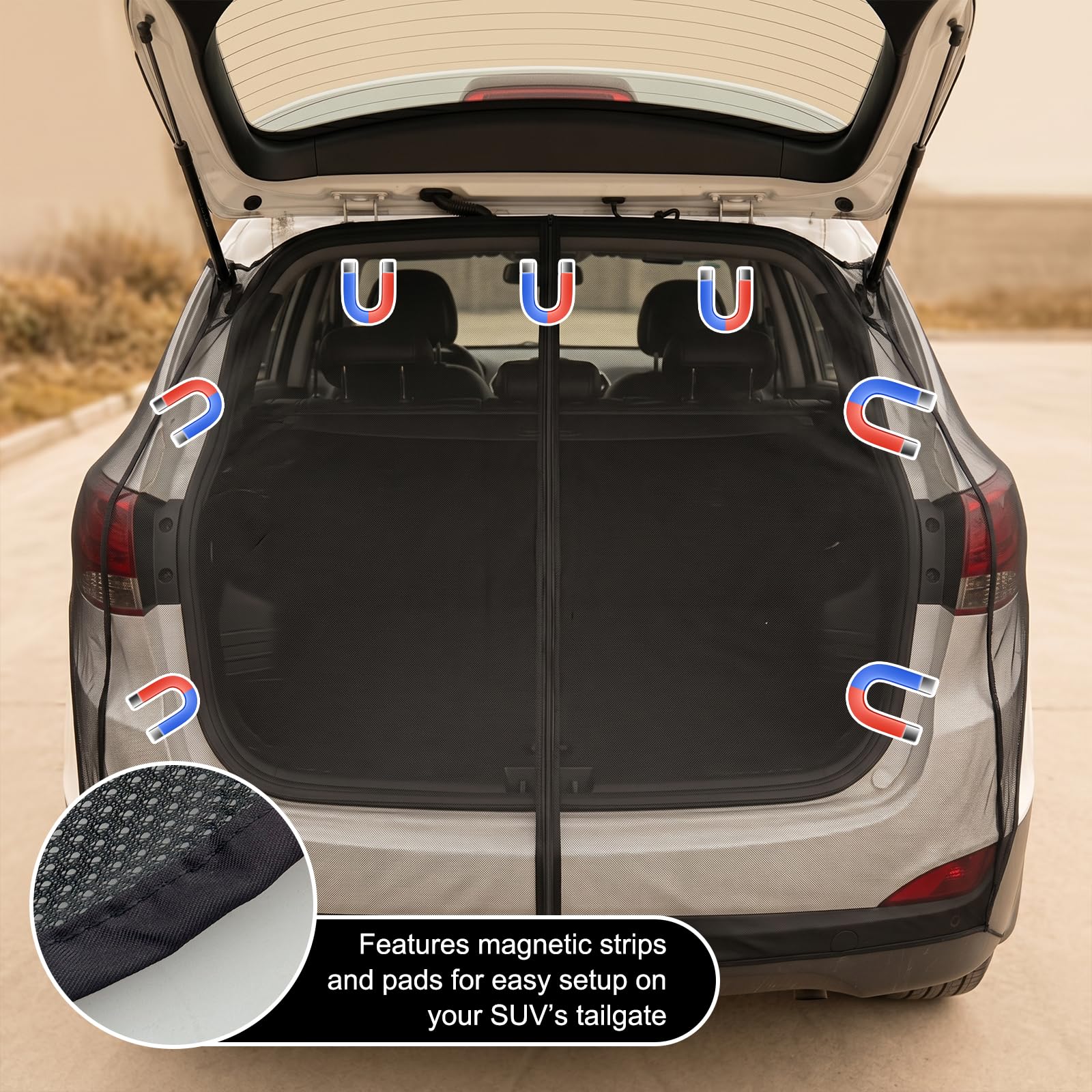 Wingsflee vehicle scale comparison showing fit on an SUV tailgate for sizing clarity