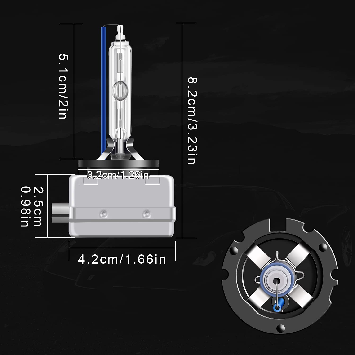 WinPower D1S night driving lifestyle shot showing cool white light enhancing road contrast