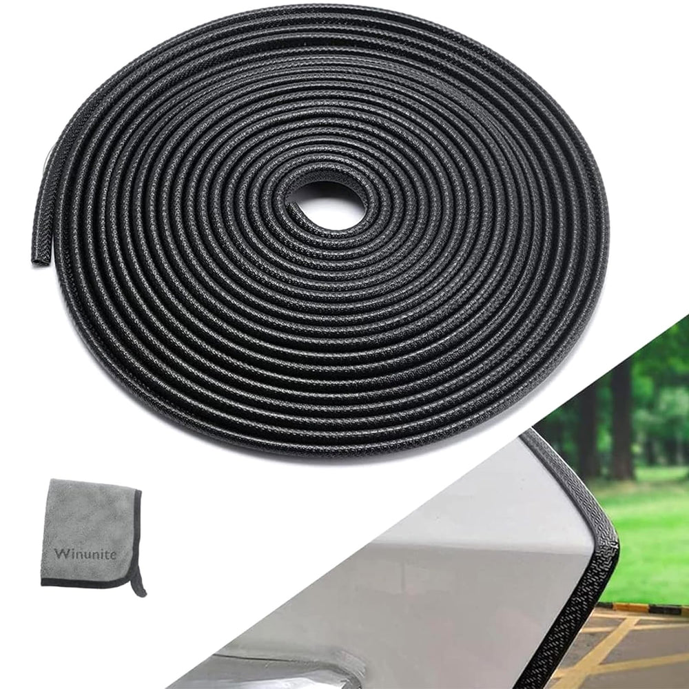 Winunite front view of packed black edge guard showing full 10m roll and cloth
