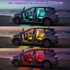 Winzwon installed in a car footwell creating ambient mood lighting