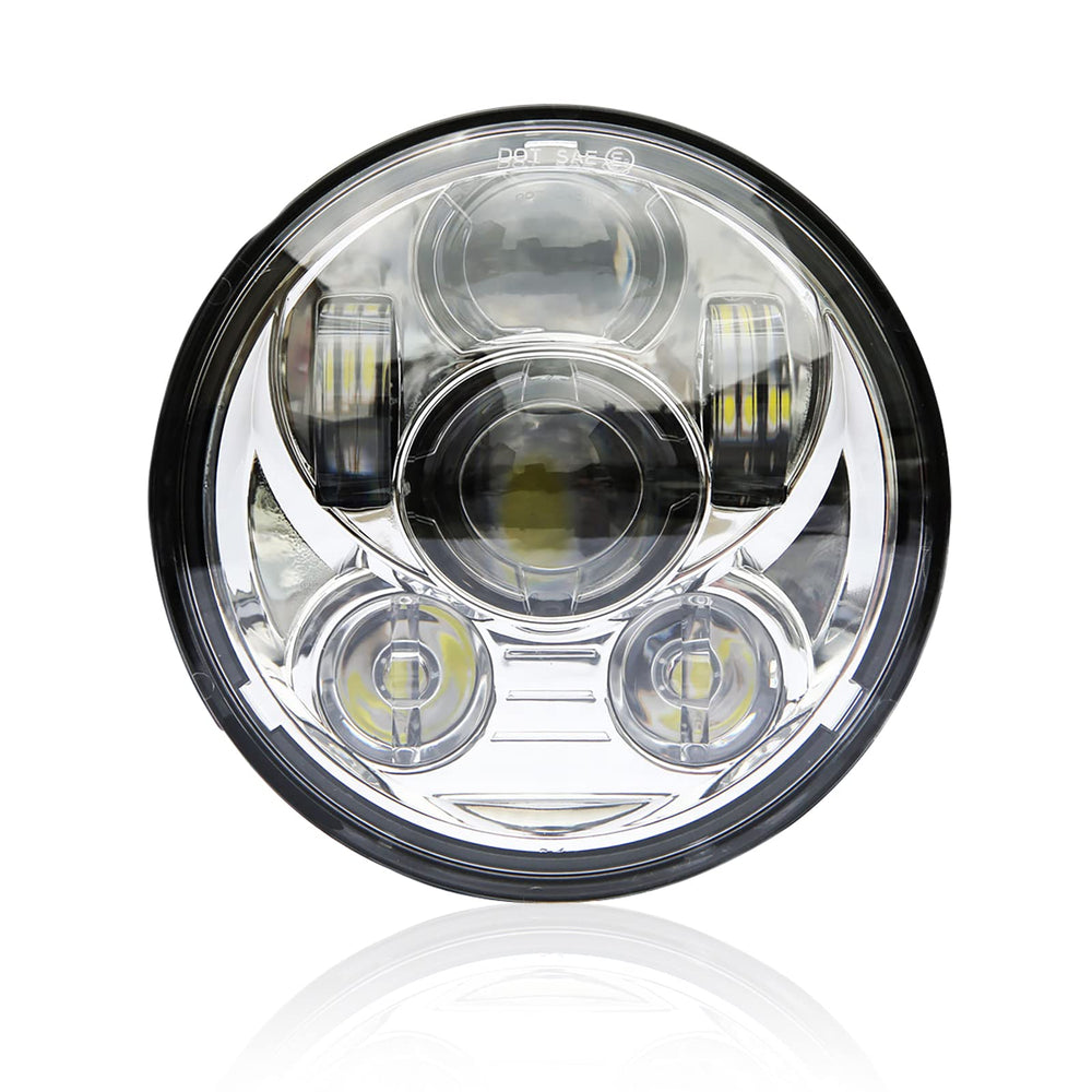 Wisamic front view headlight showing clear lens and DOT badge, improves visibility