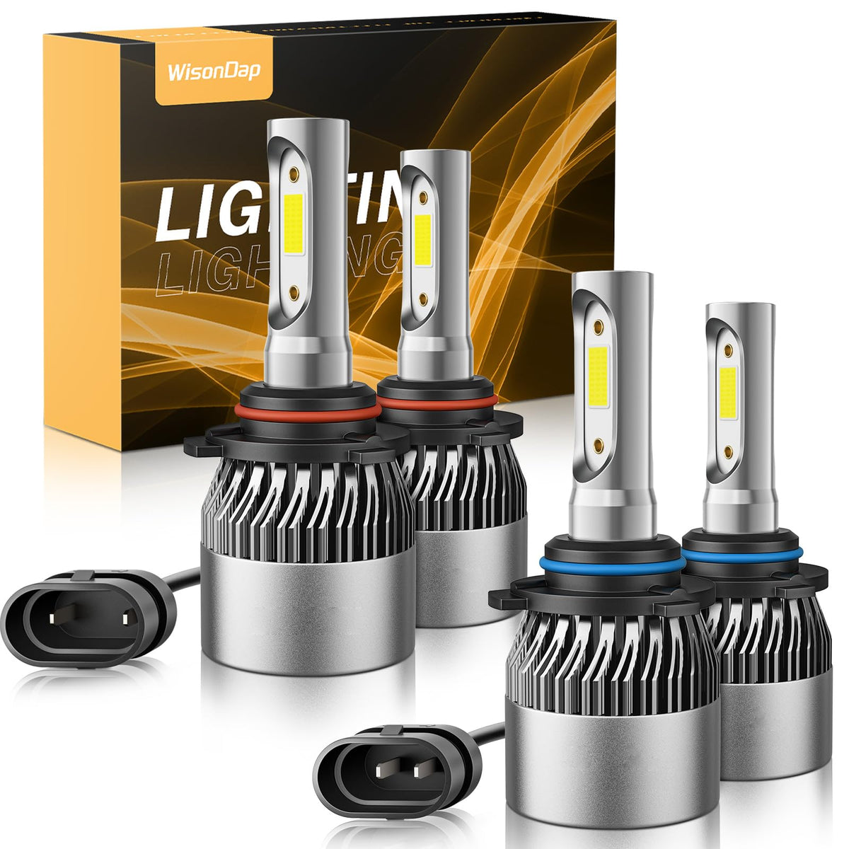 WISONDAP front packaging shot showing the 4-bulb kit and specs for quick selection