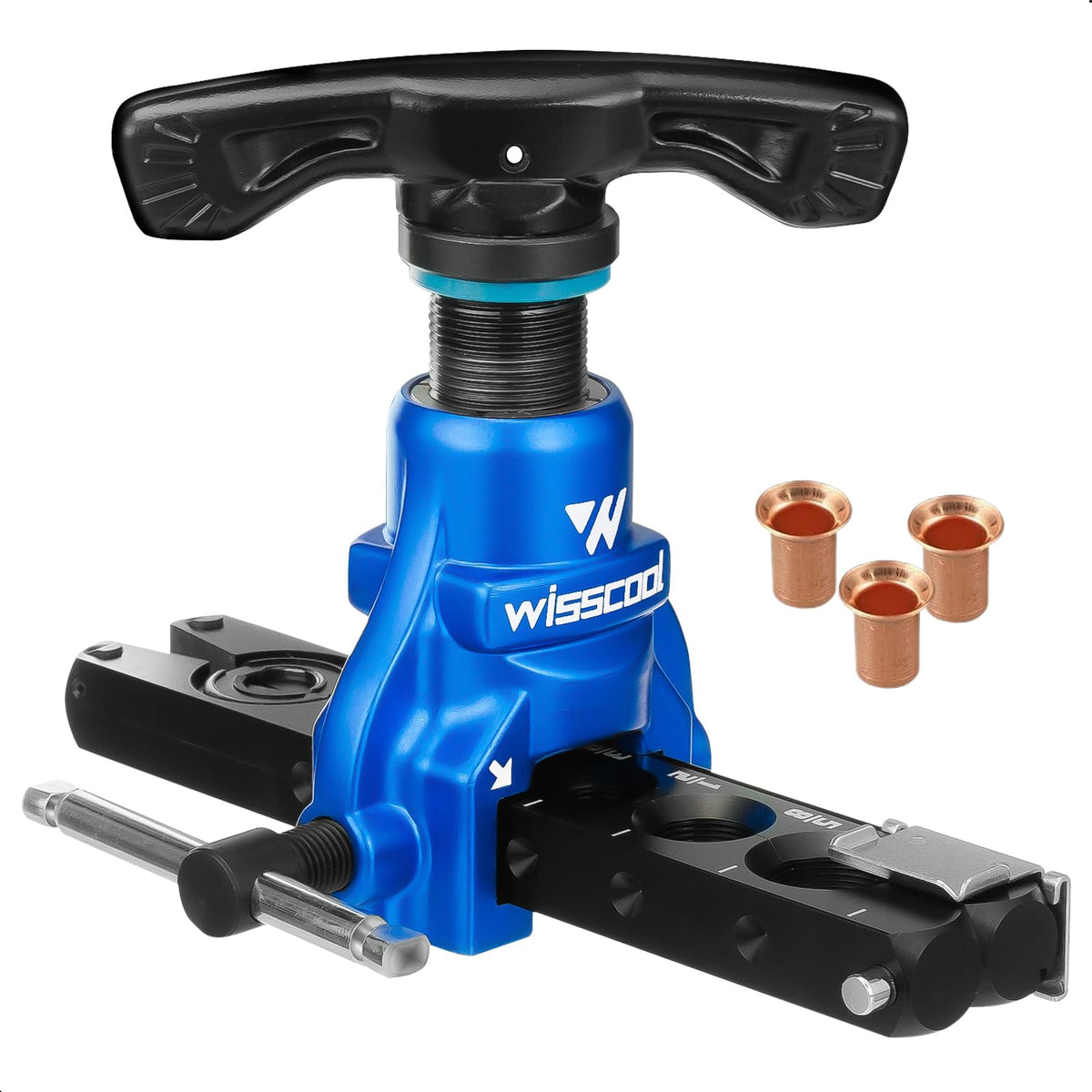 Wisscool front view of alloy gantry and clamp showing compact portability and durability