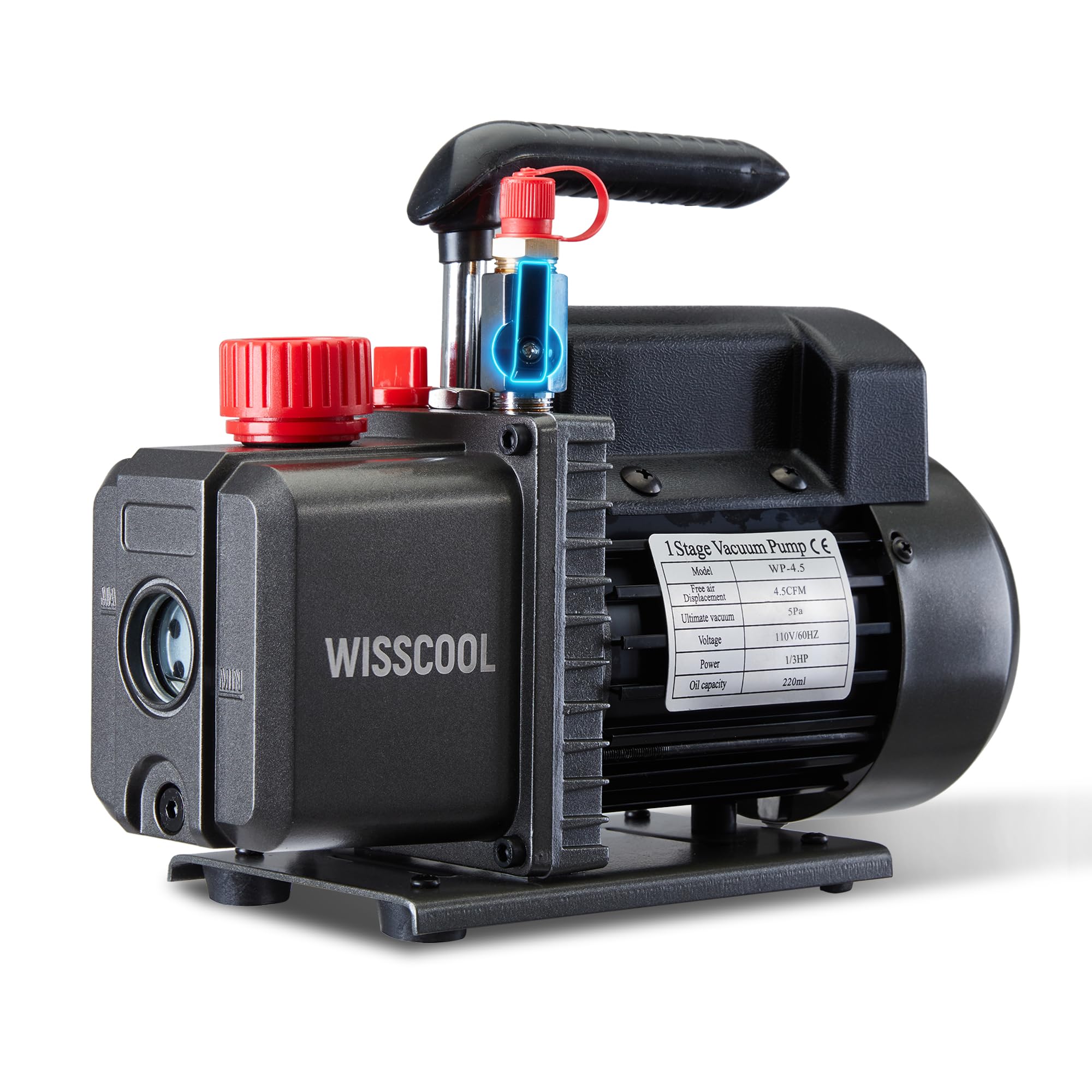 Wisscool front view of pump showing controls and handle for easy transport