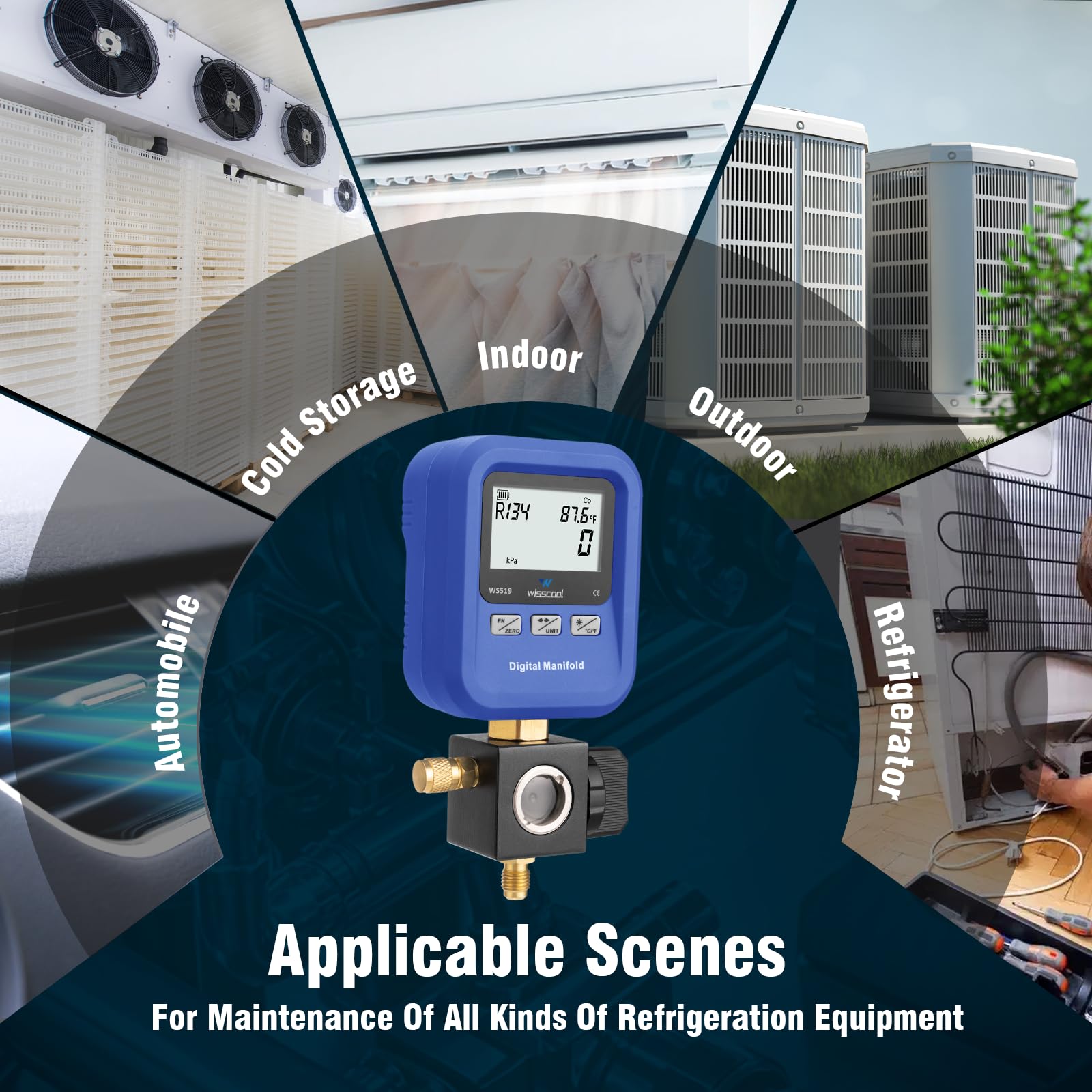 WISSCOOL in use on vehicle AC showing versatile field diagnostic capability