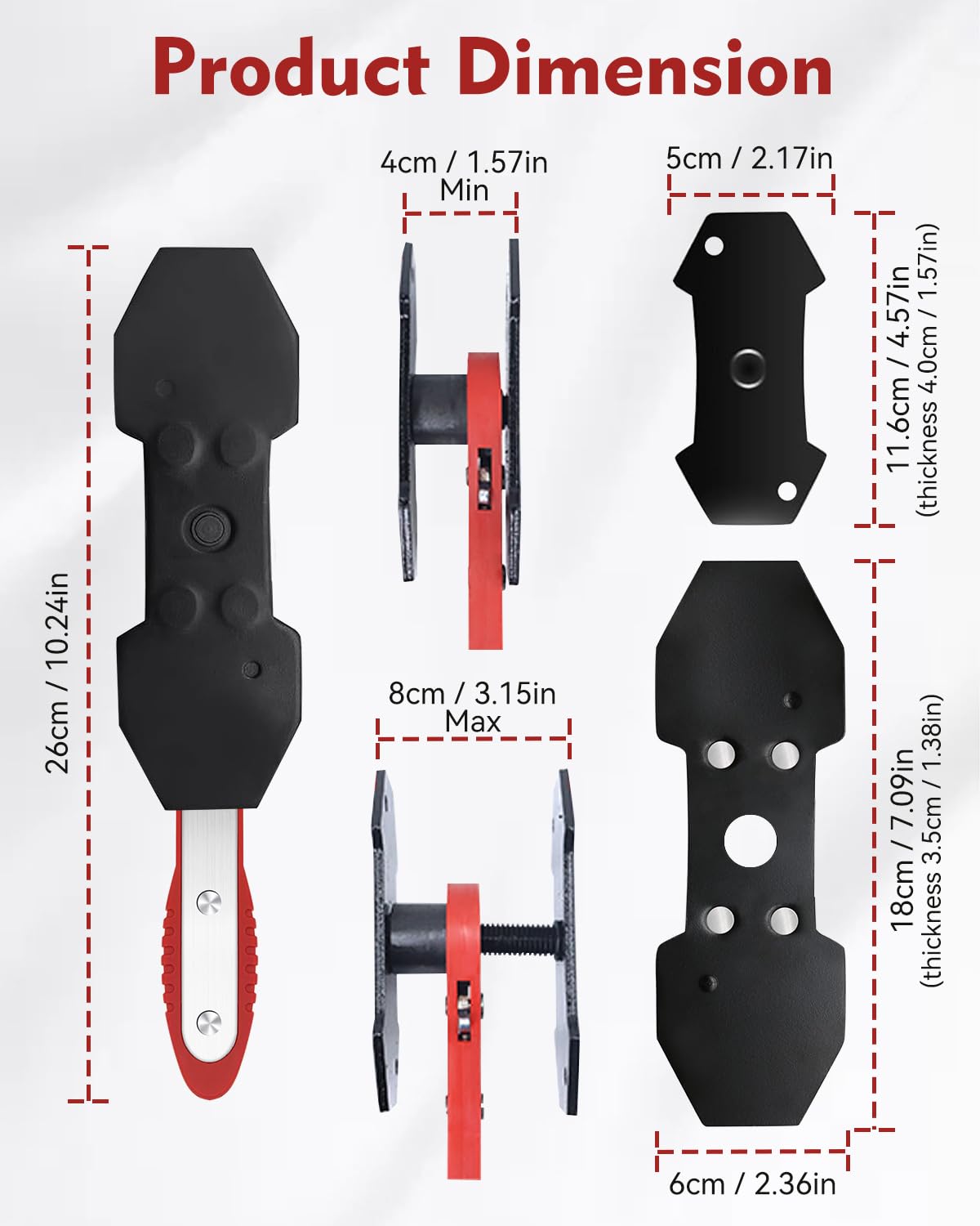 Witaxima extra steel plates displayed to show extended pad spread capability