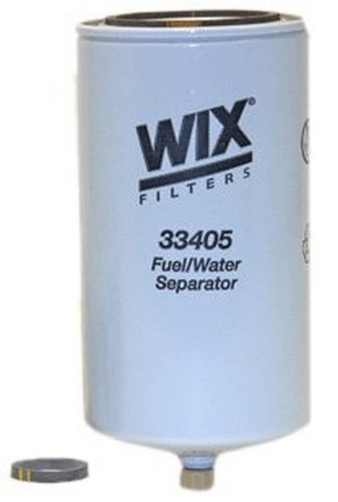 WIX 33405 front view showing filter body and standard drain, protecting fuel system