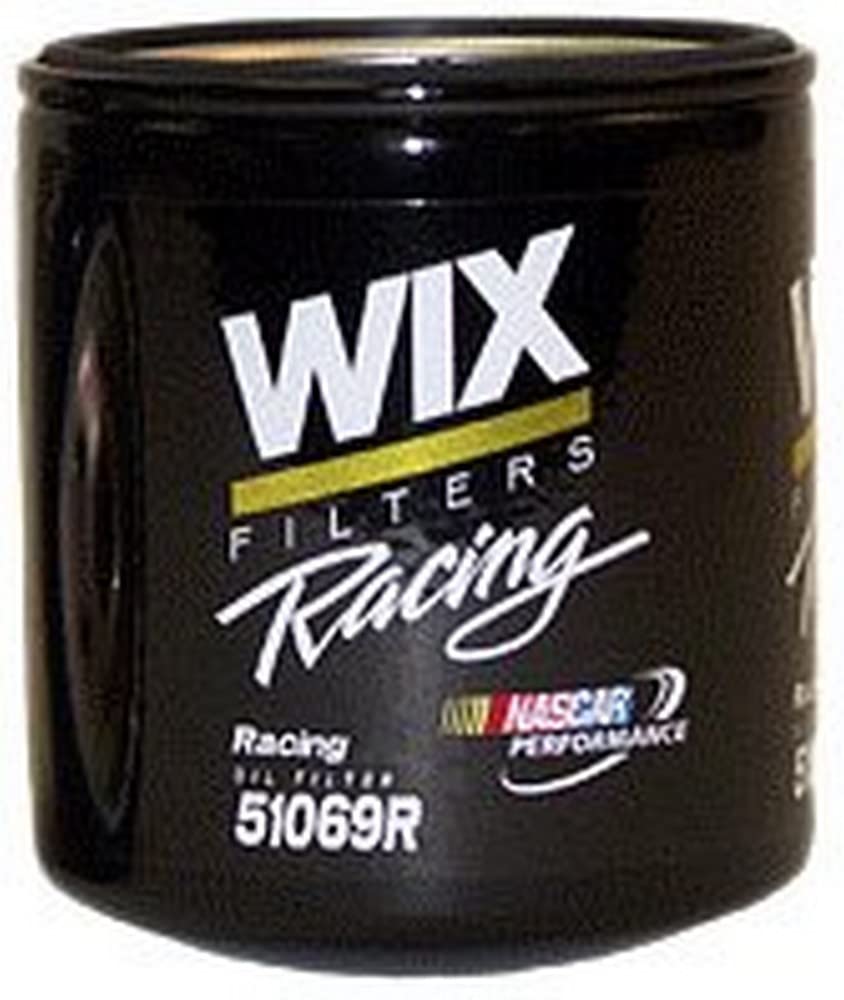 WIX 51069R front view showing can and label, highlighting rugged build and race reliability