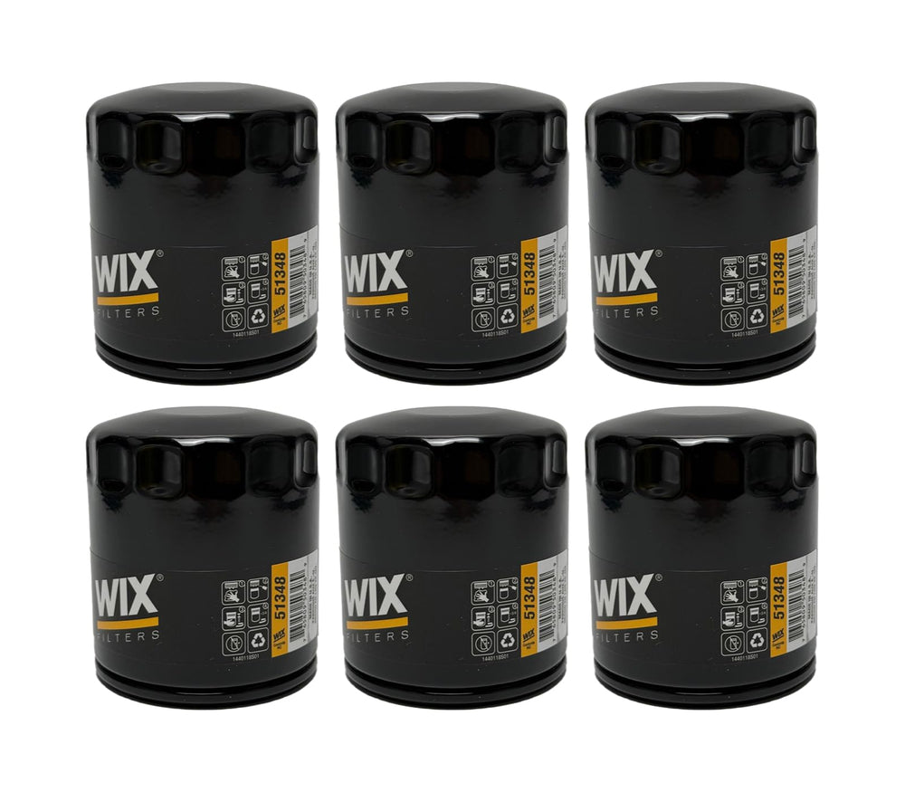 WIX 51348 front packaging showing six-pack and part number benefits