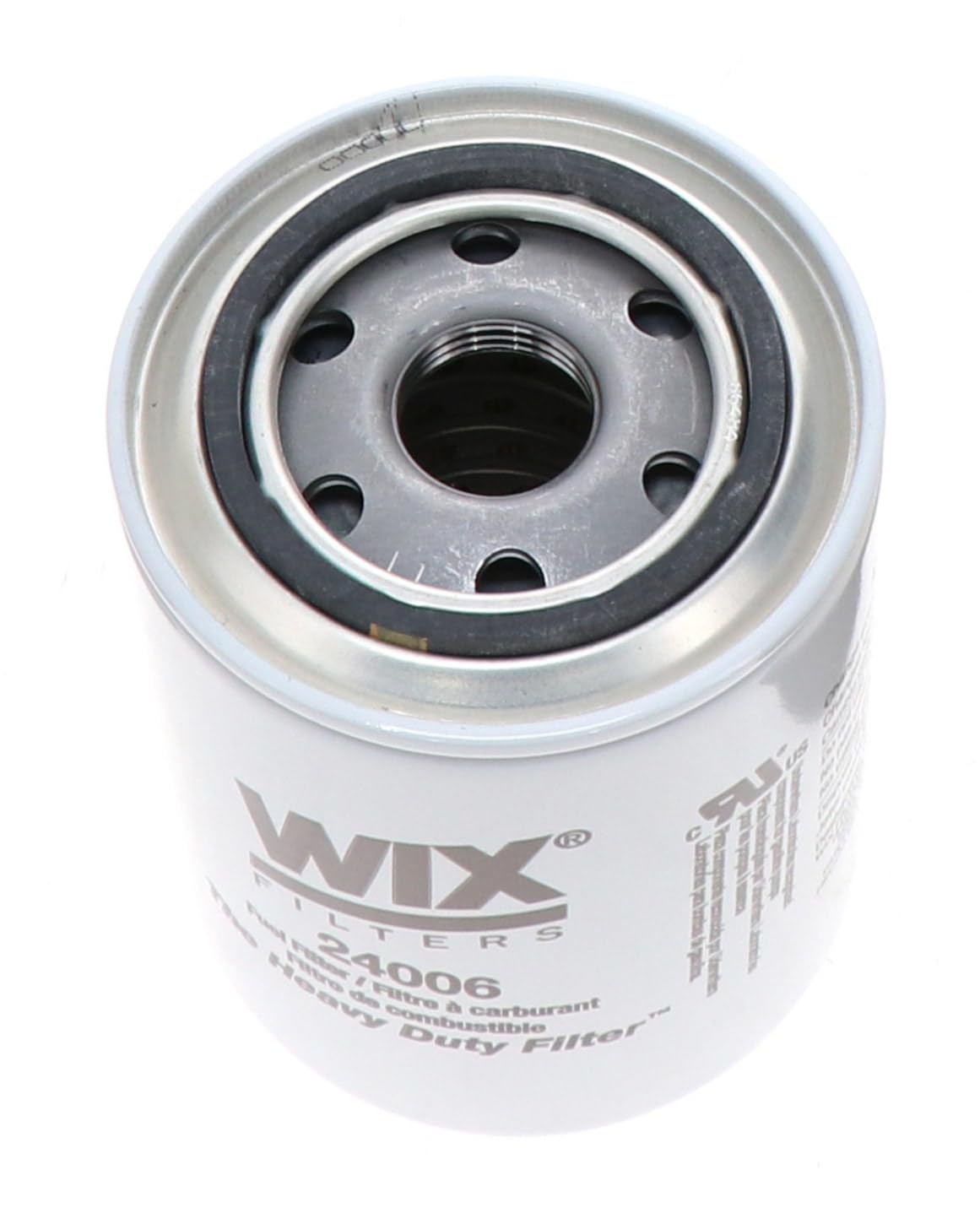 Wix fuel filter side label detail showing model number for easy fit verification