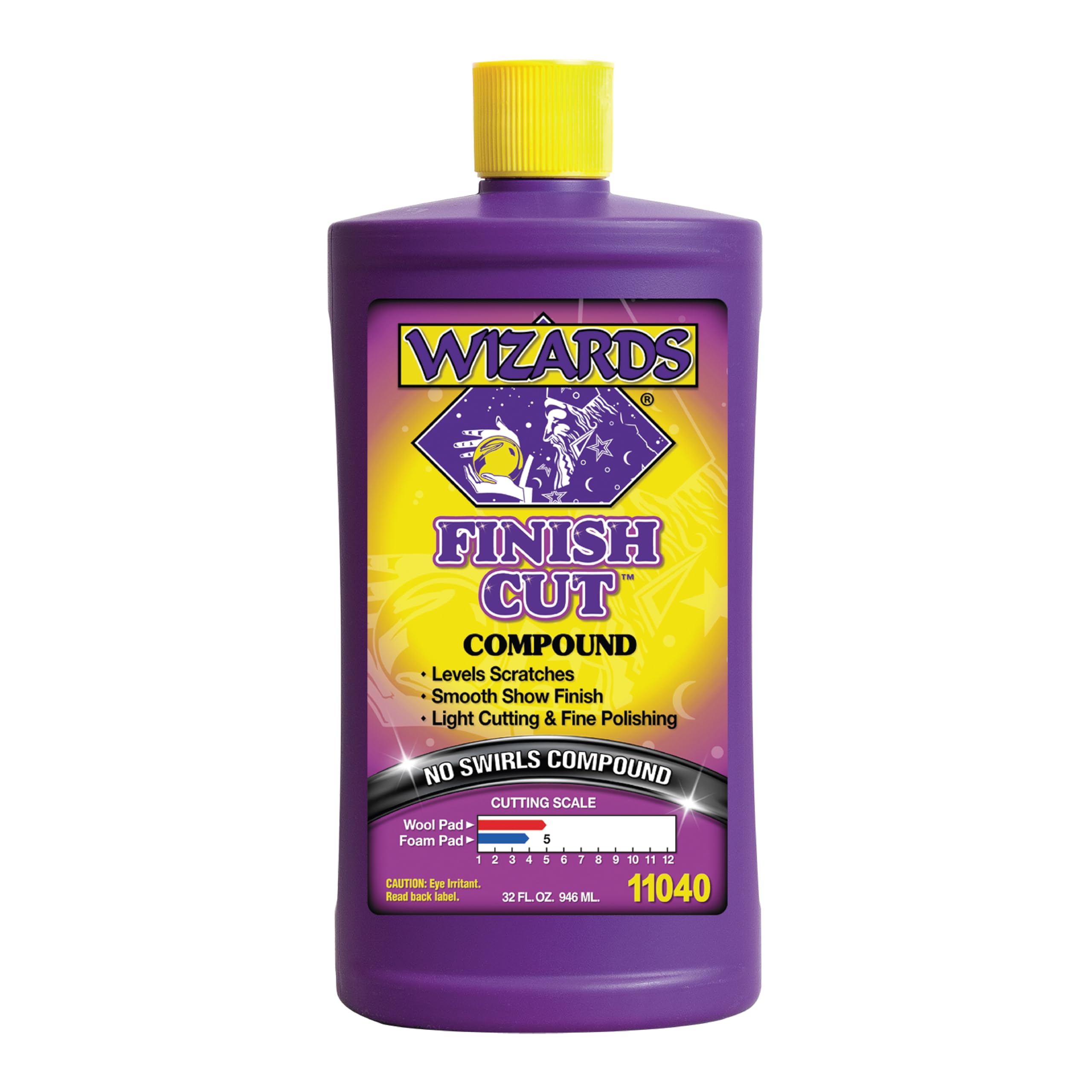 Wizards Finish Cut front label showing product name and size, clear identification benefit