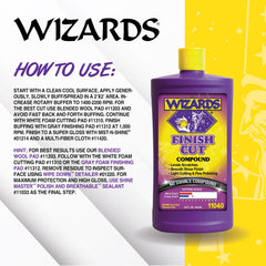 Wizards Finish Cut applied to polishing pad in use, speeds defect removal