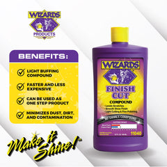 Wizards Finish Cut compound texture close-up on pad, demonstrates cutting power