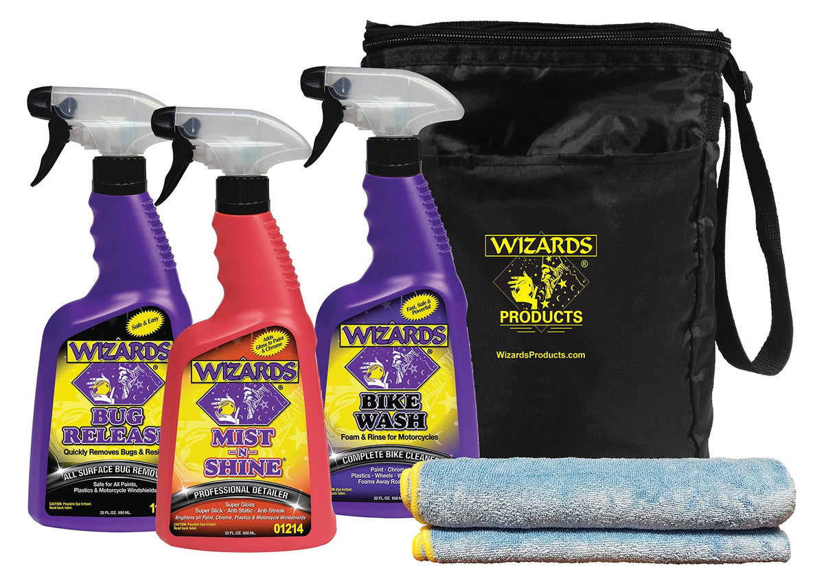 Wizards kit front view showing all five components and tidy tote for quick maintenance