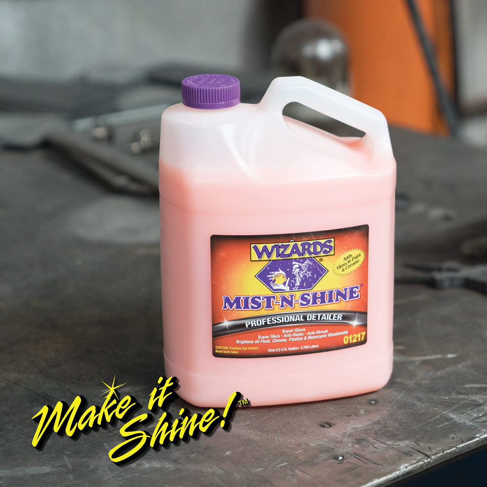 Wizards product on chrome and glass producing streak-free shine