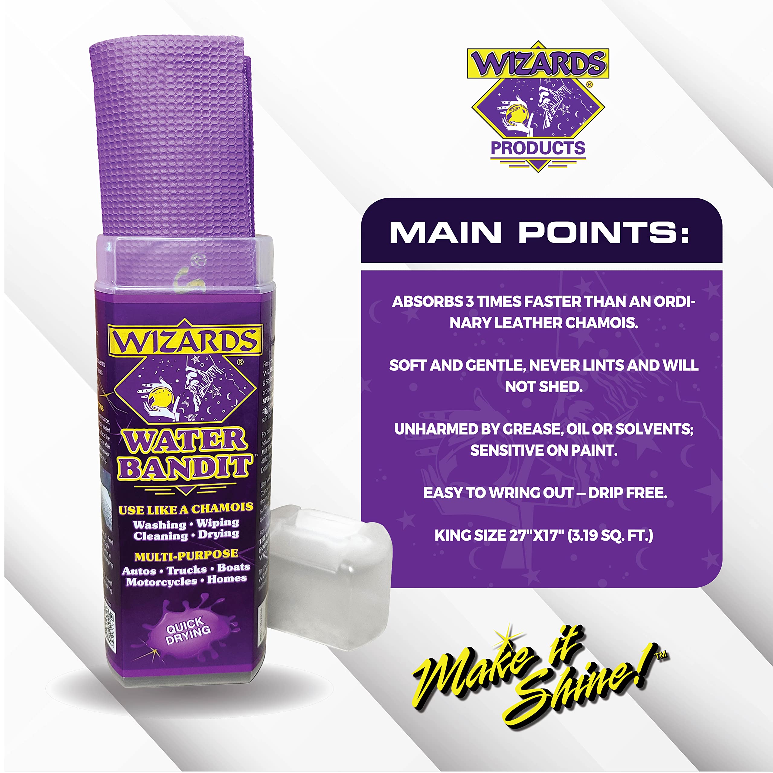 Wizards chamois near tools showing resistance to grease oil and solvents