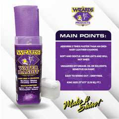Wizards chamois near tools showing resistance to grease oil and solvents