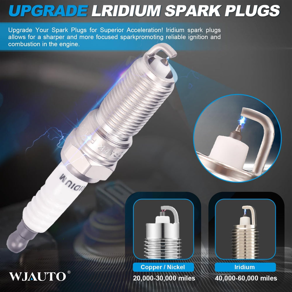 WJAUTO close-up of iridium center electrode highlighting durability and precise spark delivery