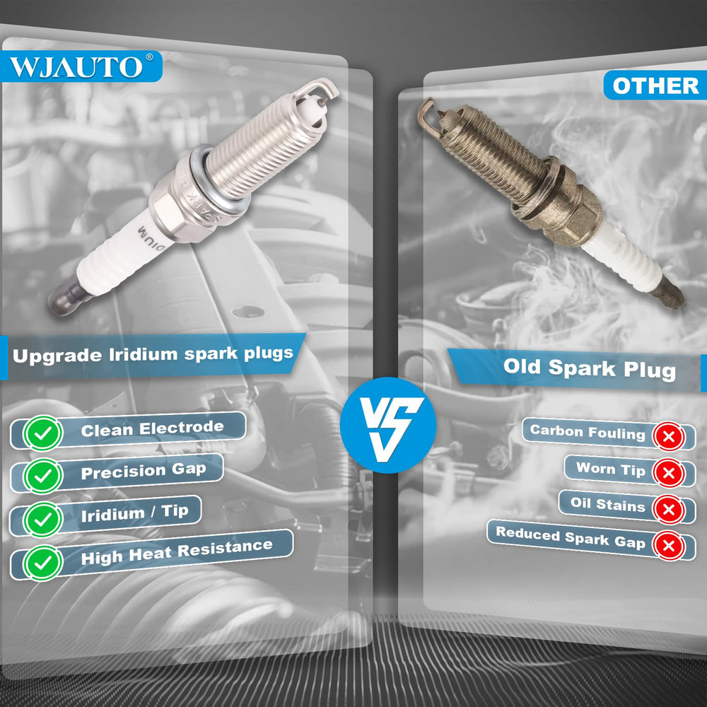 WJAUTO spark plugs installed in engine bay demonstrating fitment