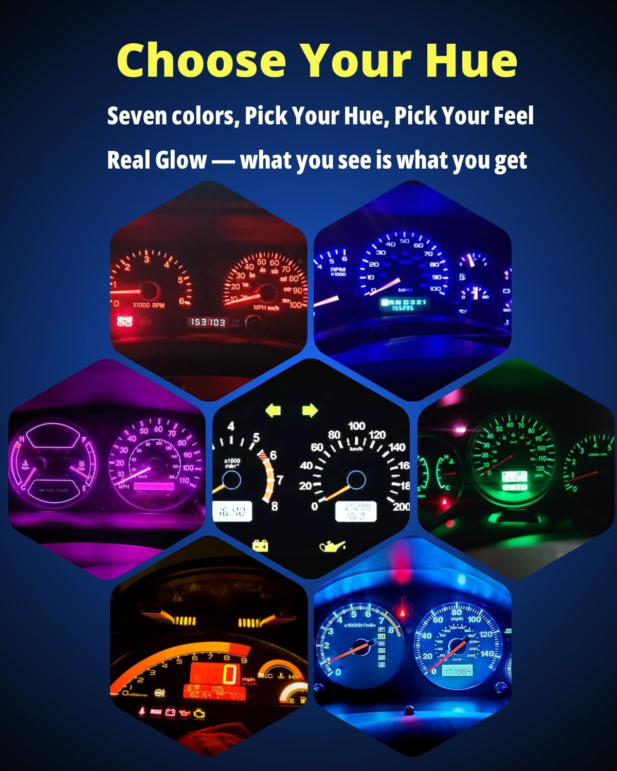 WLJH illuminated dashboard gauge with red 74 LED improving visibility