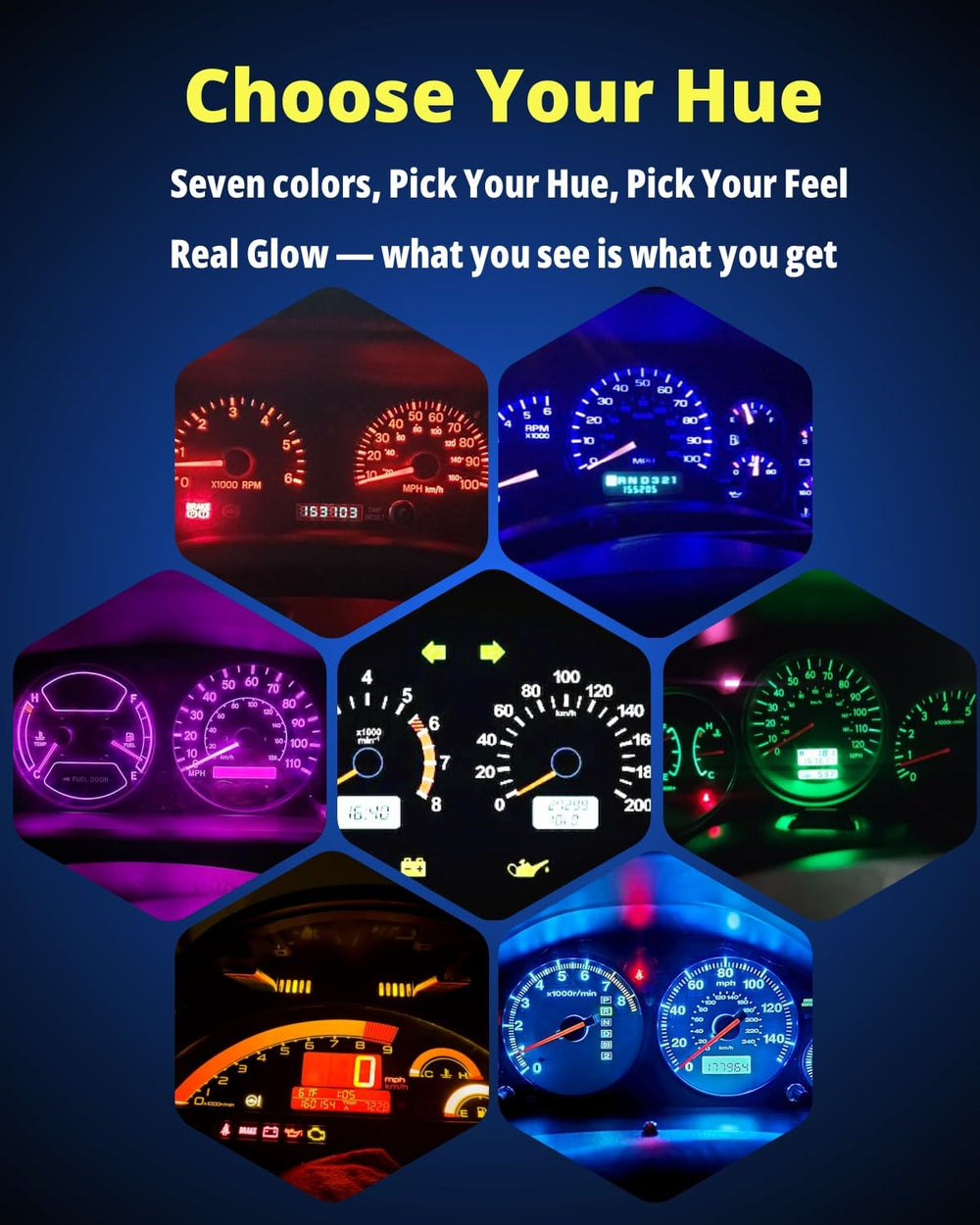 WLJH illuminated dashboard gauge with red 74 LED improving visibility