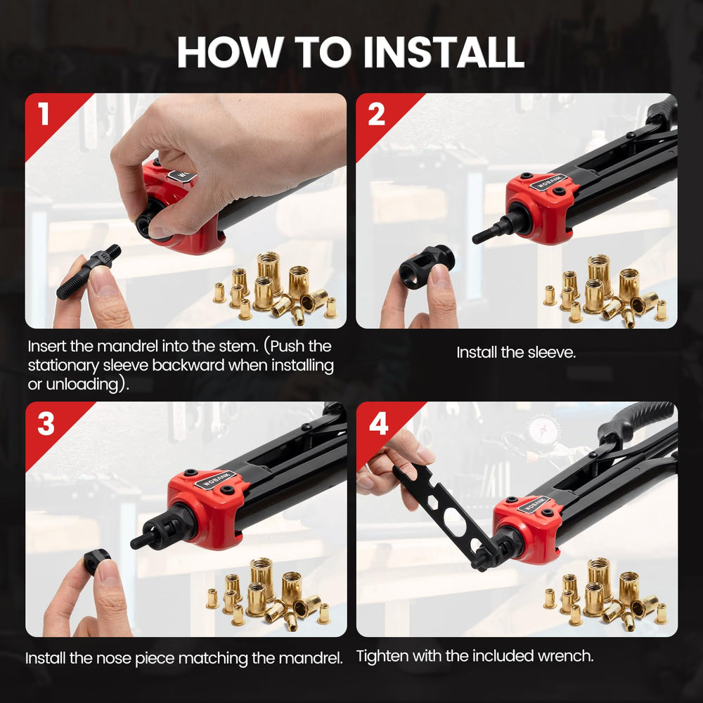 WOBANK rivet nuts close up displaying assortment and compatibility benefit