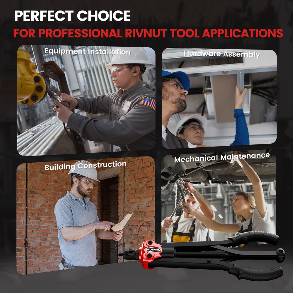 WOBANK installing a rivet nut showing fast reliable fastening benefit