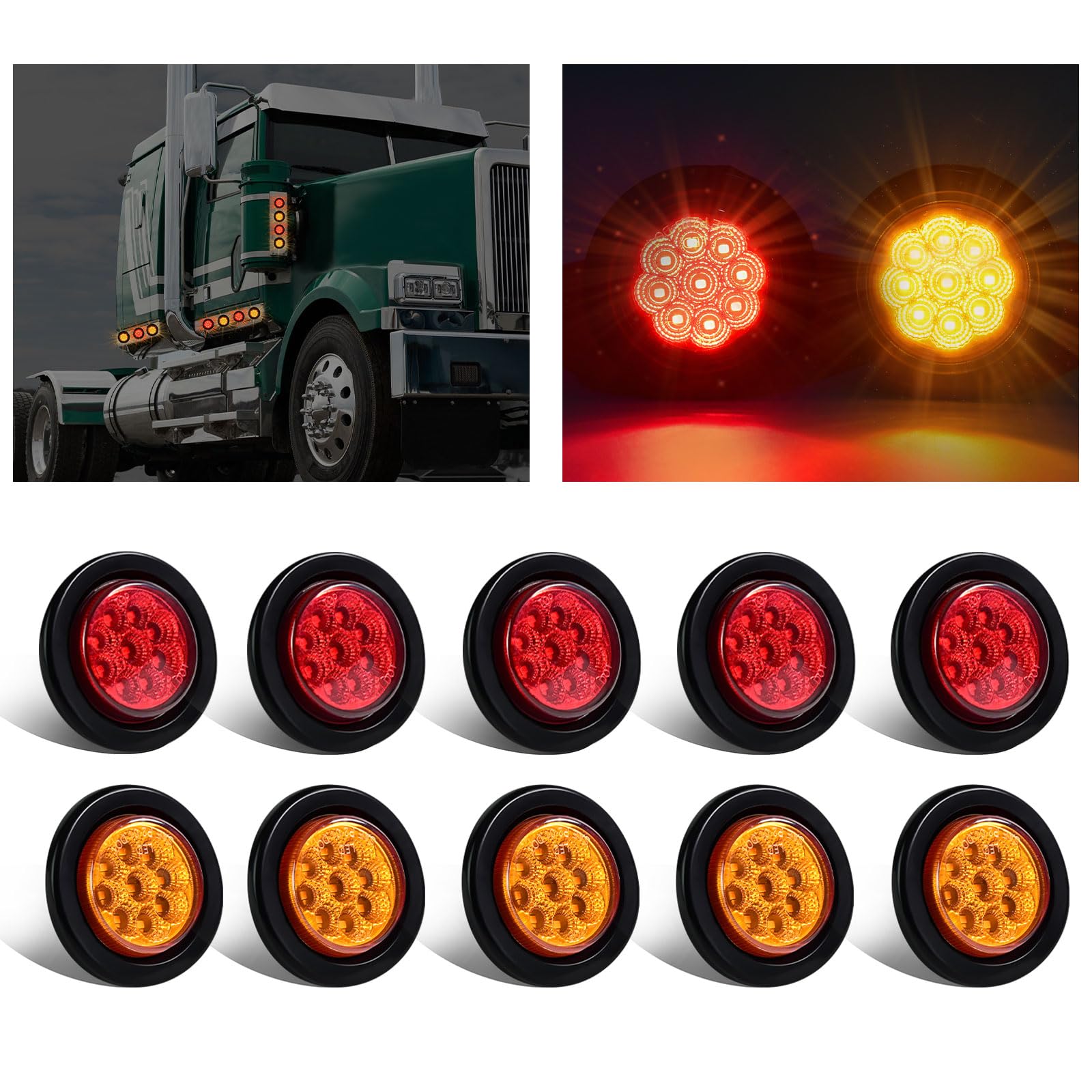Wodvyss front view showing amber and red lenses and bright LEDs for visibility