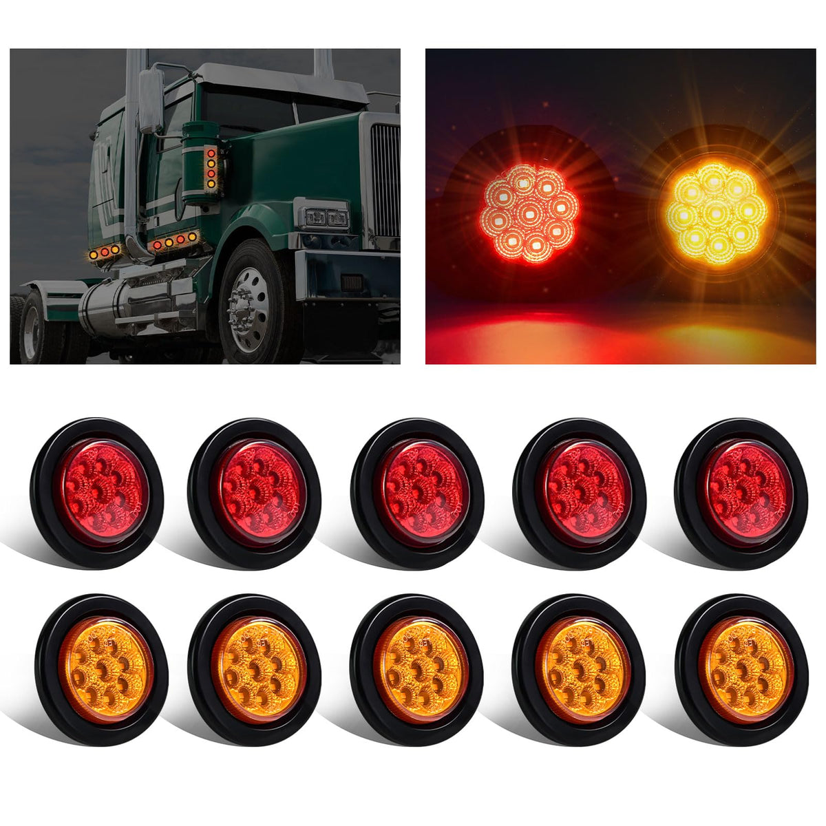 Wodvyss front view showing amber and red lenses and bright LEDs for visibility