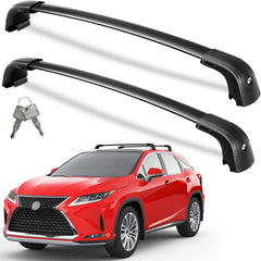 wonderdriver front view assembled roof bars showing fit on Lexus RX and secure cargo