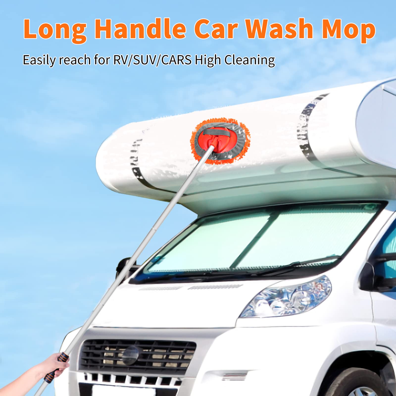 Wontolf chenille wash head close-up protecting paint while lifting dirt