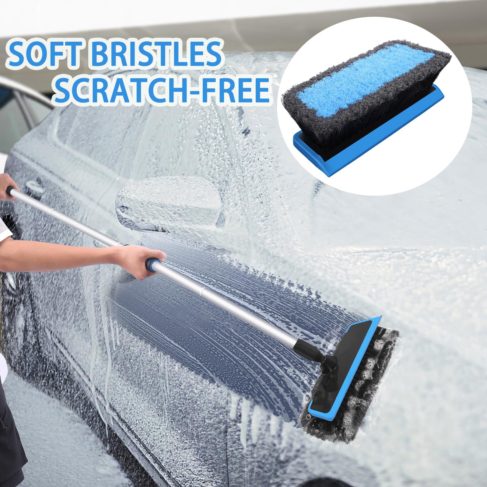 Wontolf extended 62-inch handle reaching SUV roof for safe cleaning