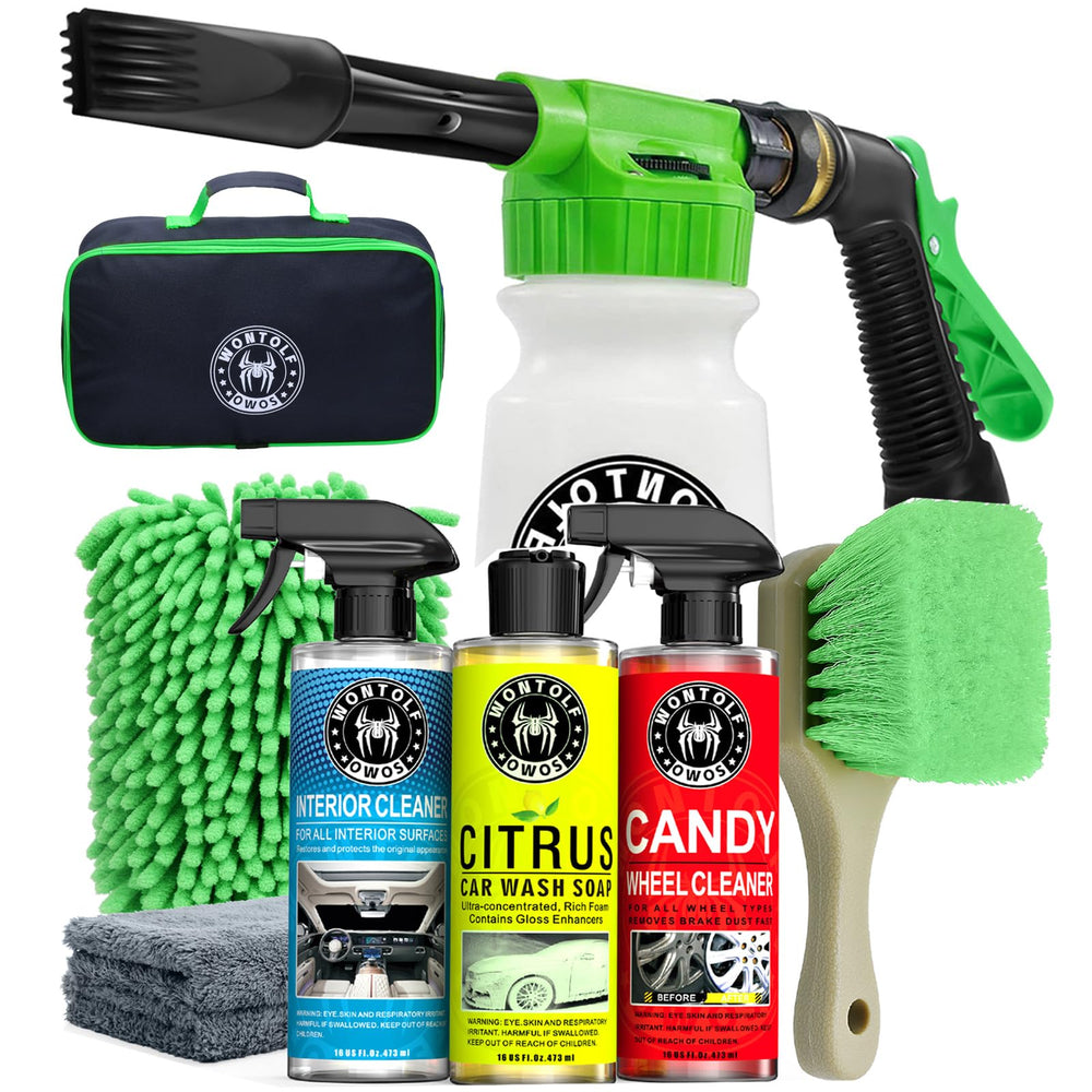 Wontolf front package overview showing full 10-piece car wash kit benefits