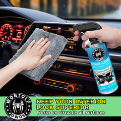Wontolf interior cleaner spray used on dash delivering streak-free finish